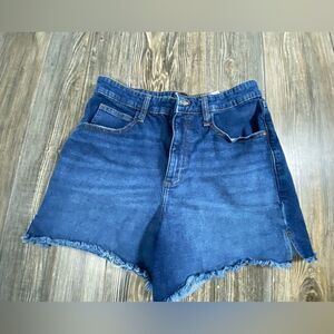 VTG Lee Womens Cut Off Jean Shorts Size 4 Blue Distressed Raw Edge High Rise